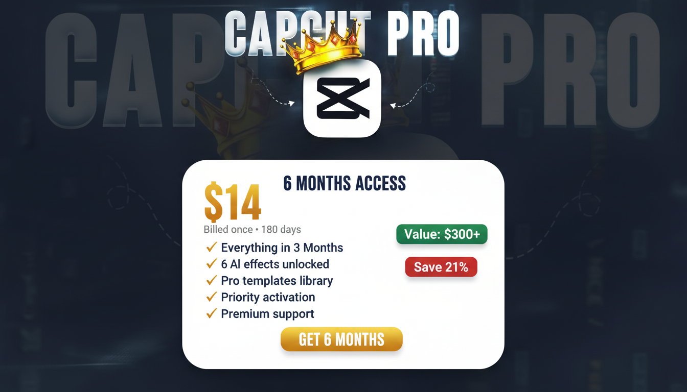 CapCut Pro - 6 Months Access $14