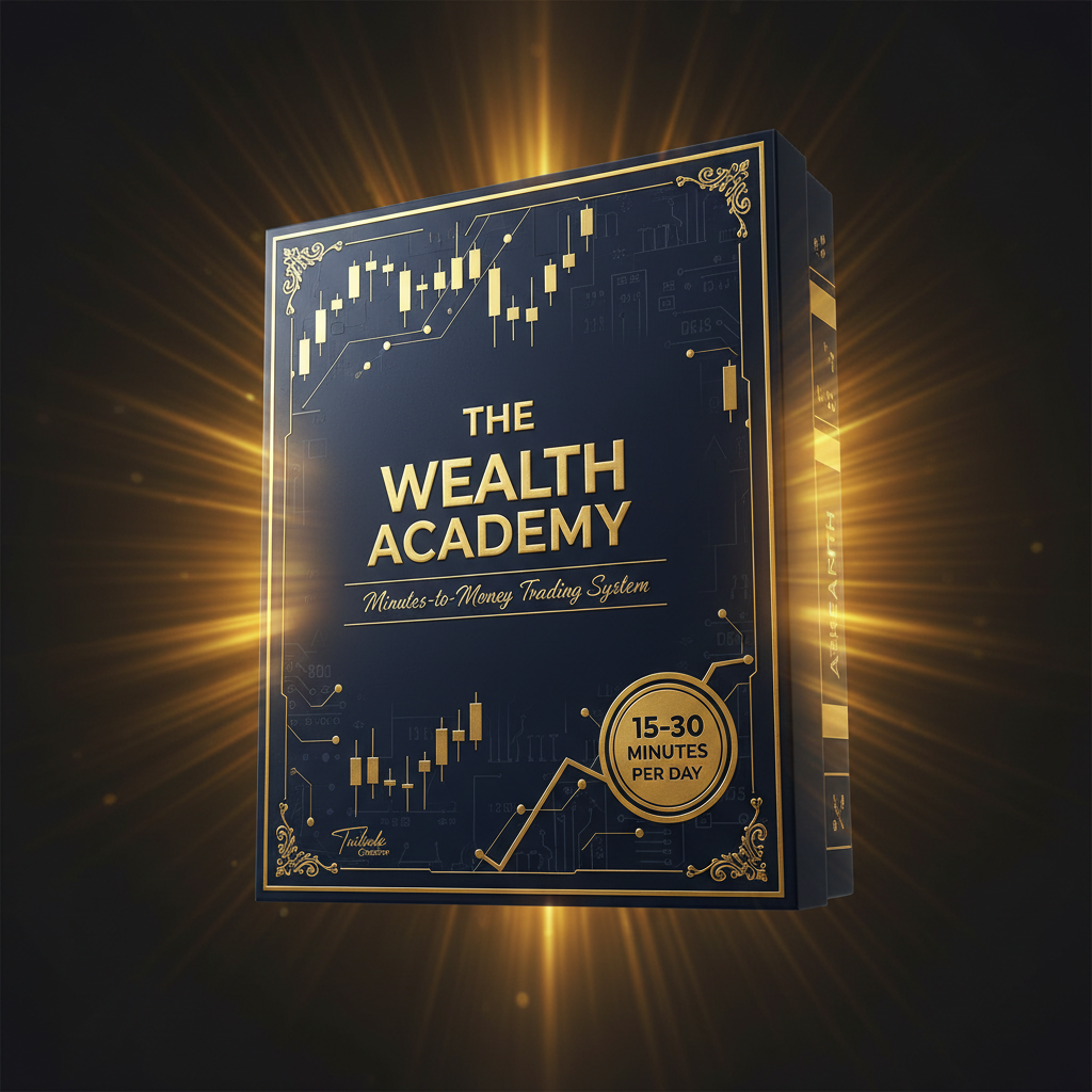 Premium 3D product box for The Wealth Academy Minutes-to-Money Trading System