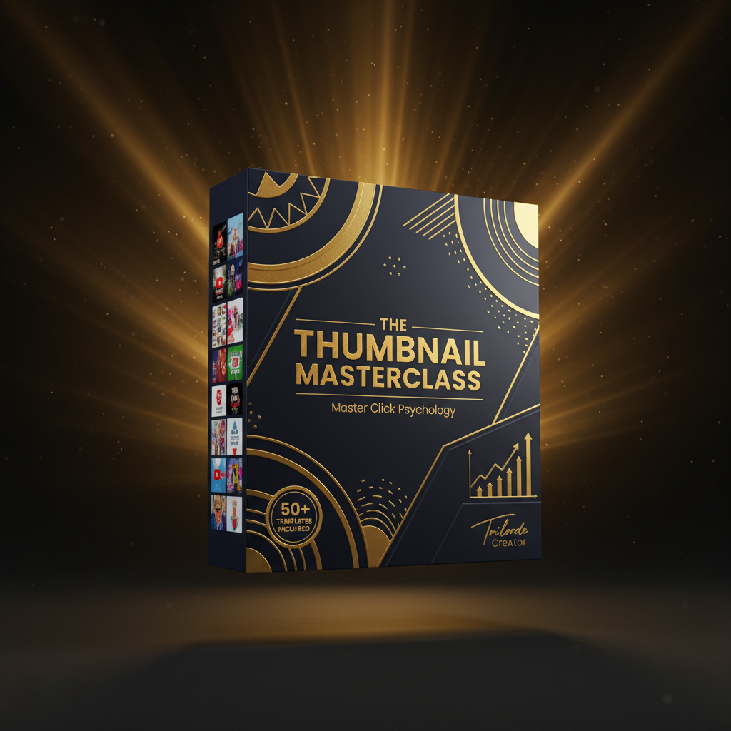 Premium 3D product box for The Thumbnail Masterclass with 50+ templates